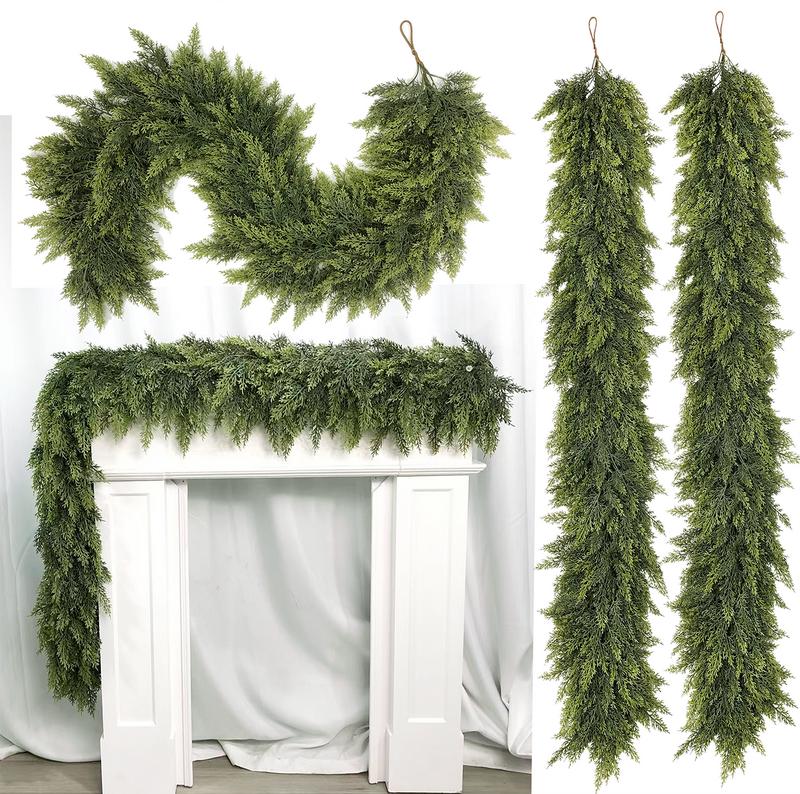 9FT Artificial Cedar Garlands, Real Touch Winter Cedar Garland