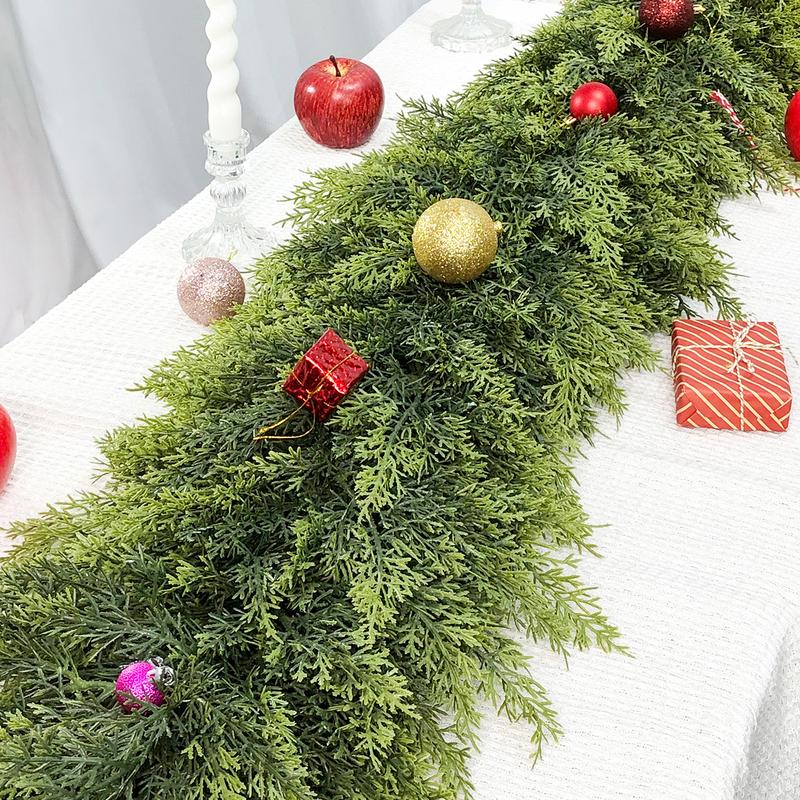 9FT Artificial Cedar Garlands, Real Touch Winter Cedar Garland