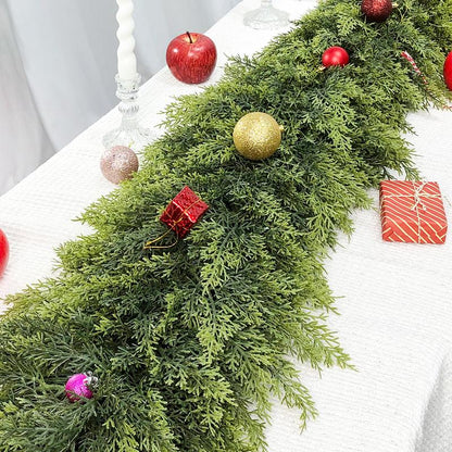 9FT Artificial Cedar Garlands, Real Touch Winter Cedar Garland