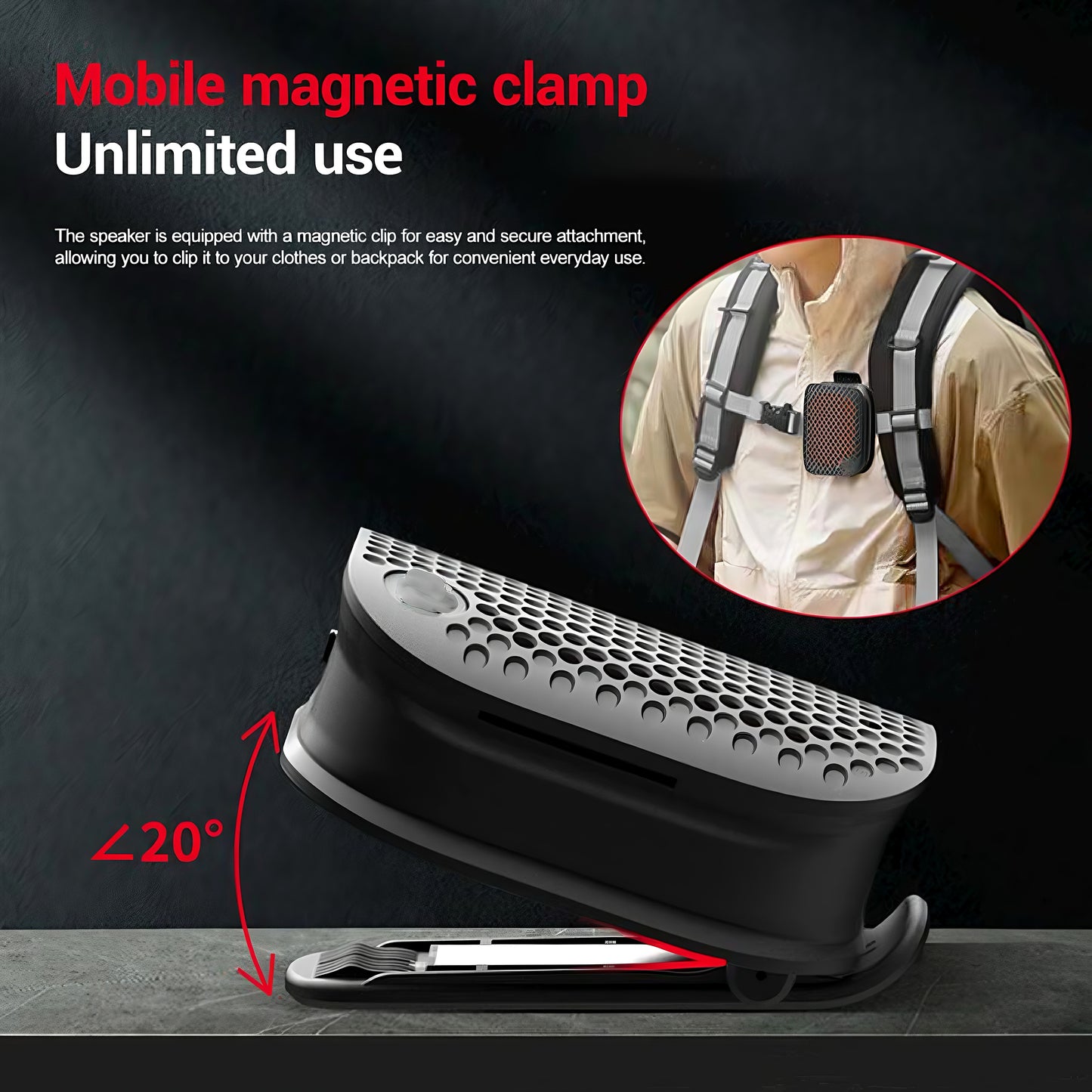 Clip-On IPX7 Waterproof Bluetooth Mini Speaker