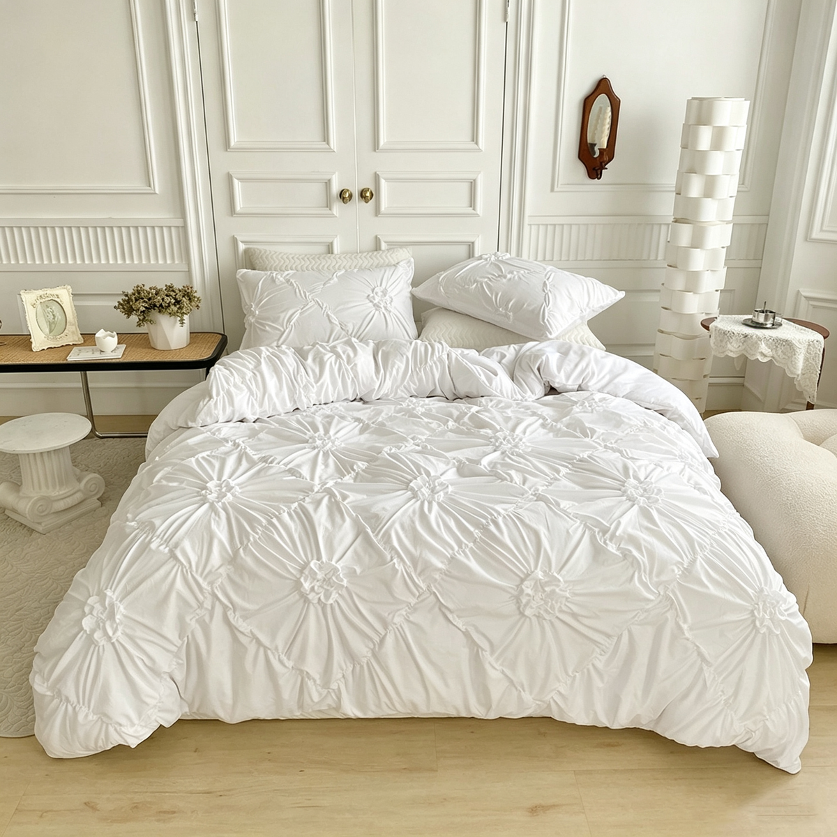 🧵 Soft Touch Pinch Pleat Duvet Set — Brushed Microfiber, No-Iron & Wrinkle-Resistant