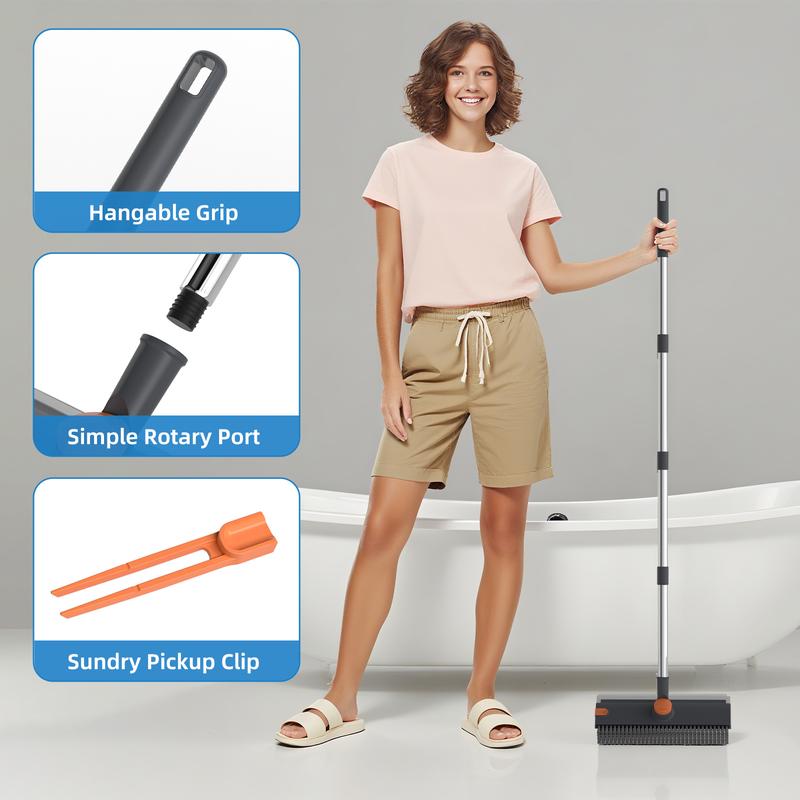Durable 3-in-1 Rotatable Floor Scrub Brush with Long