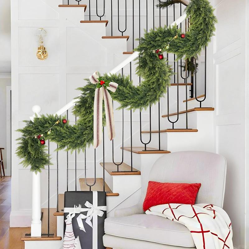 9FT Artificial Cedar Garlands, Real Touch Winter Cedar Garland