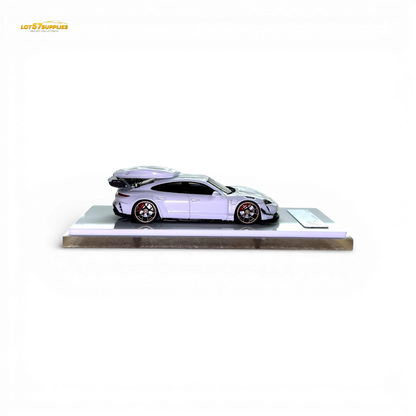 404ERROR Porsche Taycan White with Roof Box 1:64