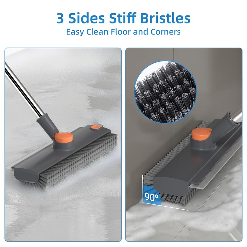 Durable 3-in-1 Rotatable Floor Scrub Brush with Long