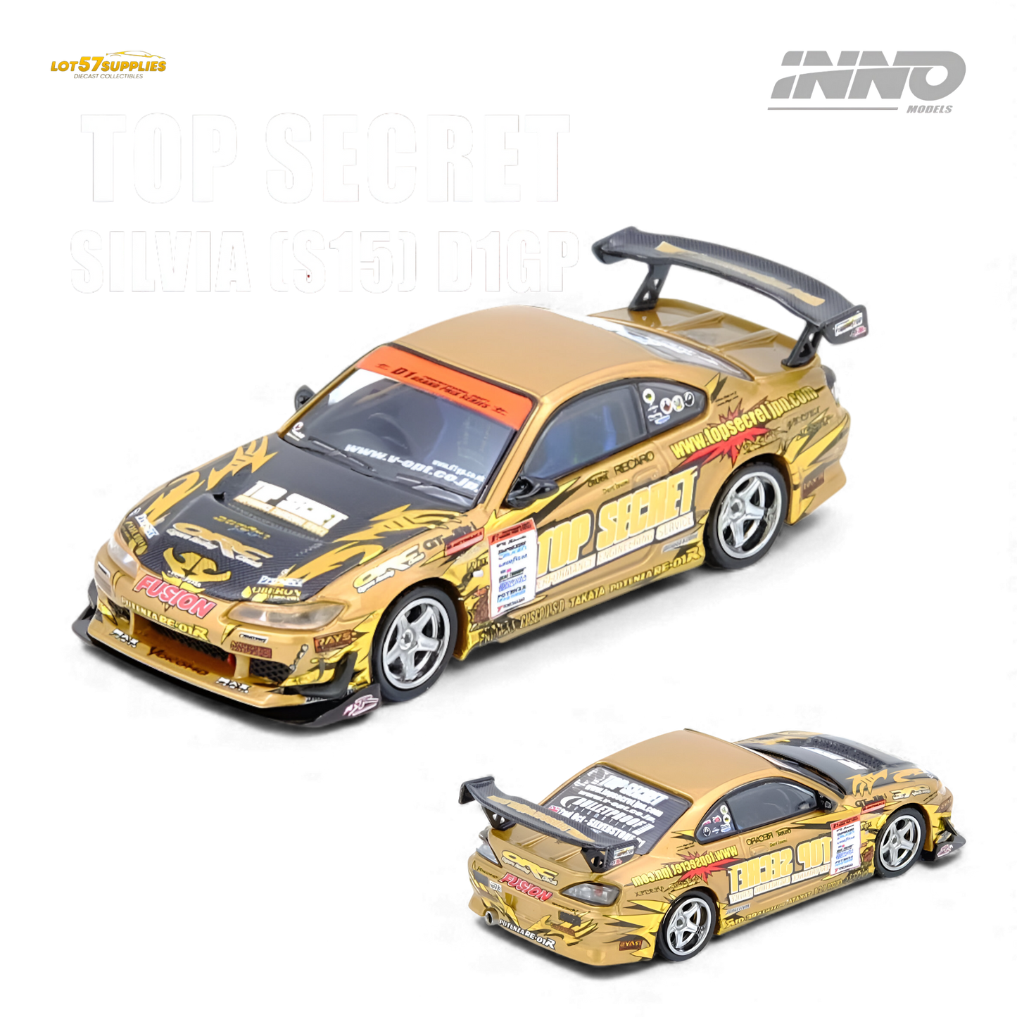 INNO64 Top Secret Silvia S15 D1GP 2004 Gold 1:64