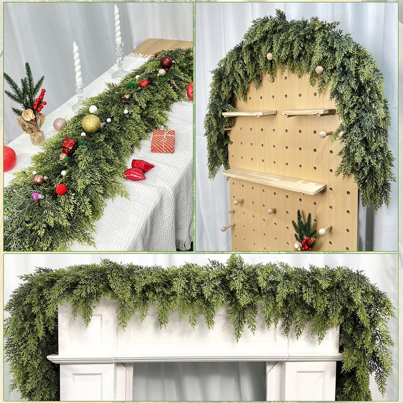 9FT Artificial Cedar Garlands, Real Touch Winter Cedar Garland