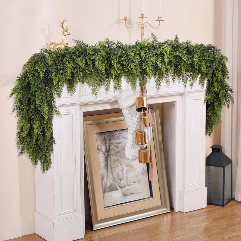 9FT Artificial Cedar Garlands, Real Touch Winter Cedar Garland